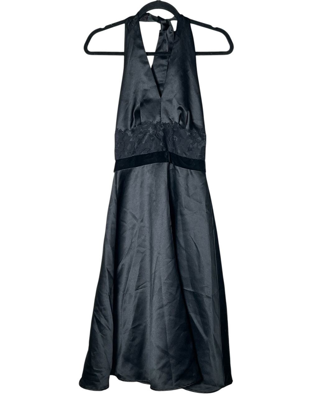 White House Black Market Midi Satin Cocktail Dress with Halter Neck size 2 B123